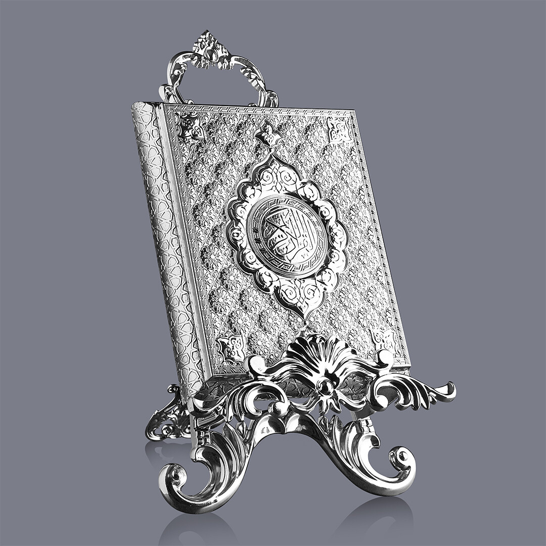 Footed Quran Container Silver - 3