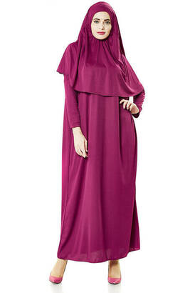 Fuchsia Prayer Dress - Ravza Motif Prayer Rug and Rosary - Worship Set - 2