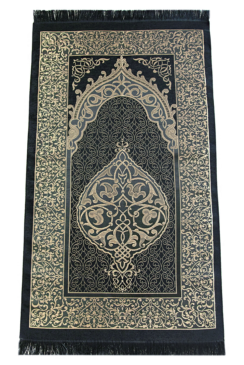 Gift Boxed Dowry Prayer Rug Set with Pearl Prayer Beads, Suitable for the Bride and Groom's Bundle, Black - 6