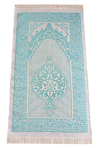 Gift Boxed Dowry Prayer Rug Set with Pearl Prayer Beads Suitable for the Bride and Groom's Package Blue - 6