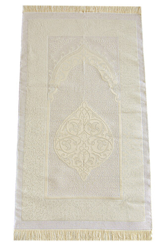 Gift Boxed Dowry Prayer Rug Set with Pearl Prayer Beads, Suitable for the Bride and Groom's Package, Cream - 6