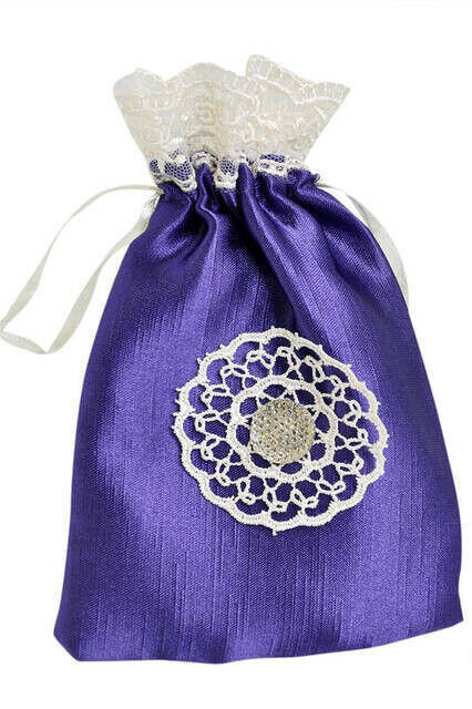 Gift Lace Border Purple Pouch Rosary - 1