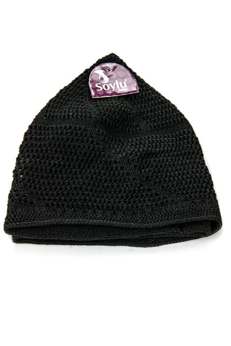 Gold Luxury Lace Knitted Prayer Cap Black 1 Piece - 4