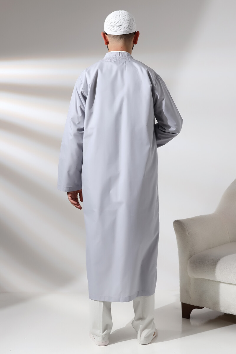 Gray Men's Prayer Robe V-Neck Buttonless Open Front Prayer Robe - 6