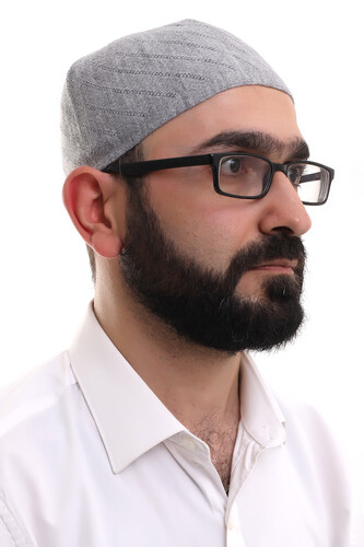 Gray Winter Cross Patterned Woven Skullcap - 2