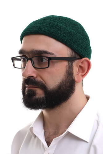 Green Folded Simple Pattern Winter Velvet Skullcap Hat - 1