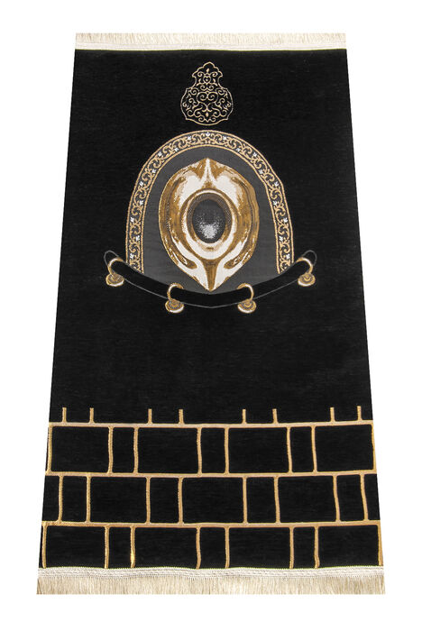 Hacerül Esved Model Ultra Luxurious Black Chenille Prayer Rug 4 - 1