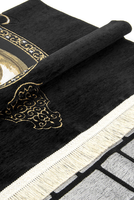 Hacerül Esved Model Ultra Luxurious Black Chenille Prayer Rug 4 - 2