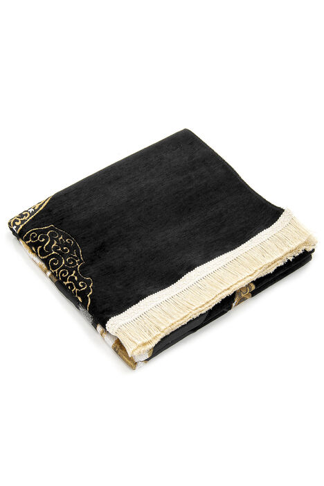 Hacerül Esved Model Ultra Luxurious Black Chenille Prayer Rug 4 - 4