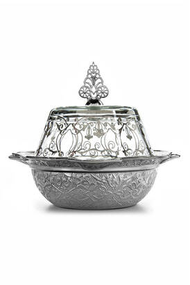 Hac Umrah Glass Covered Sugar Bowl and Date Bowl - 1