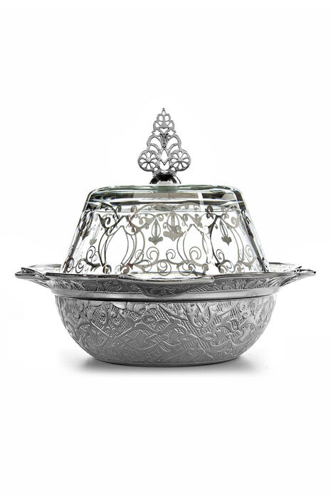 Hac Umrah Glass Covered Sugar Bowl and Date Bowl - 1