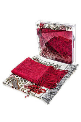 Hac Umre Mevlid Set 28 - Seccade - Tulle Shawl - Rosary - Boxed - 1