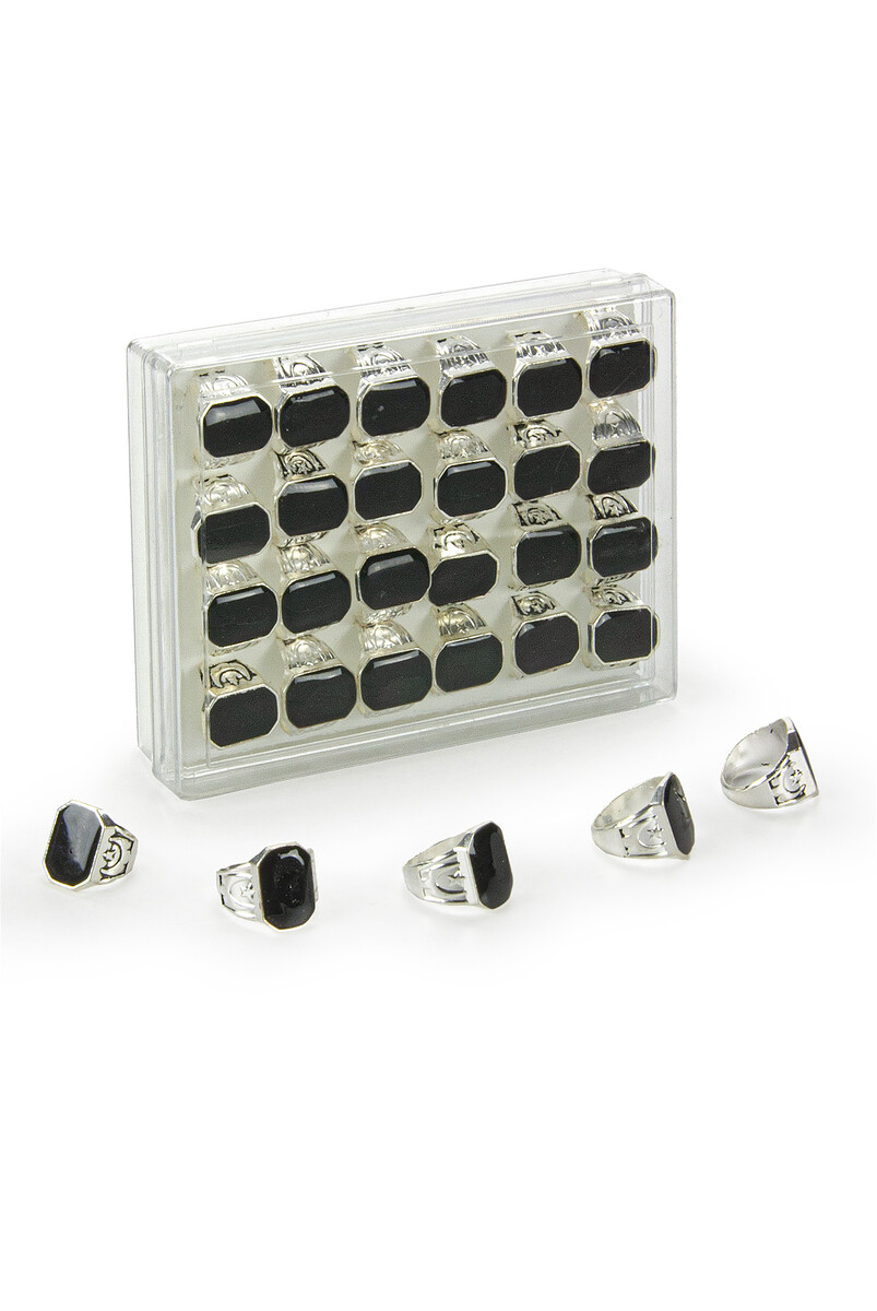 Hajj Umrah Gift 24 Pcs Silver Color Men's Ring - 1