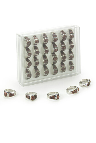 Hajj Umrah Gift 24 Pieces Turkish Concept Brown Men's Ring - 1