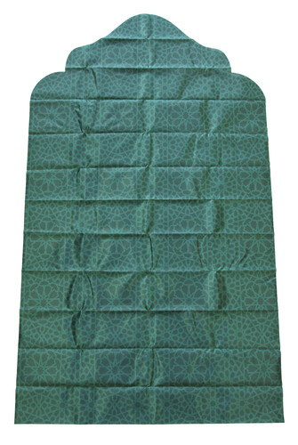 Hajj Umrah, Vehicle and Travel Prayer Mat with Green Leather Bag and Non-Slip Base - 5