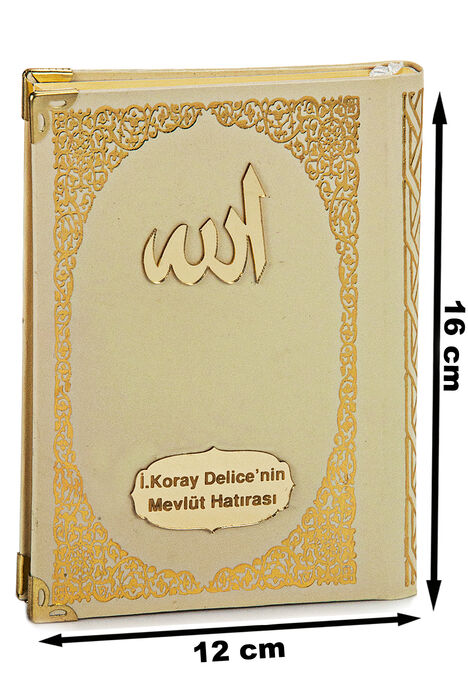 Hardcover Book of Yasin with Custom Name Written on Plexiglass Bag Size Cream 128 Pages - 1