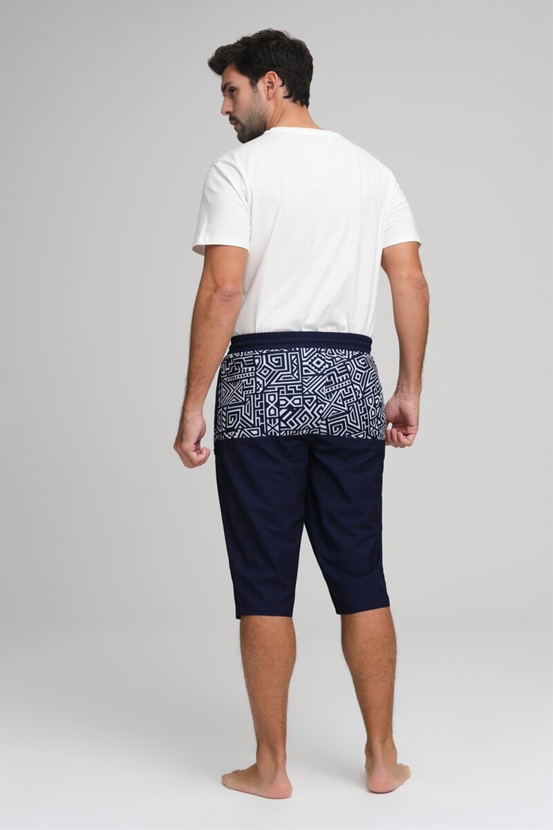 Haşema Arel Men's Long Beach Shorts HSM-2967 White Navy - 2