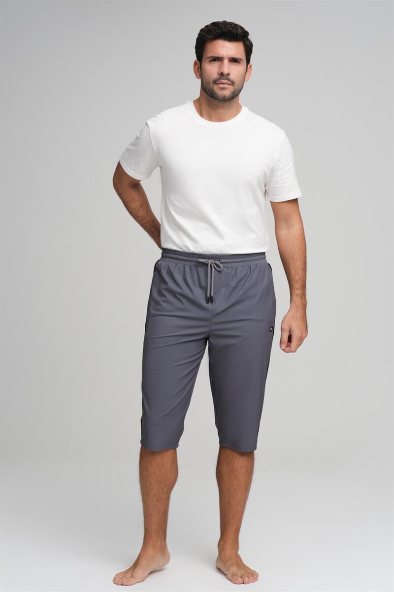 Haşema Flowing Side Stripe Long Men's Sea Shorts HSM-2979 Gray - 2