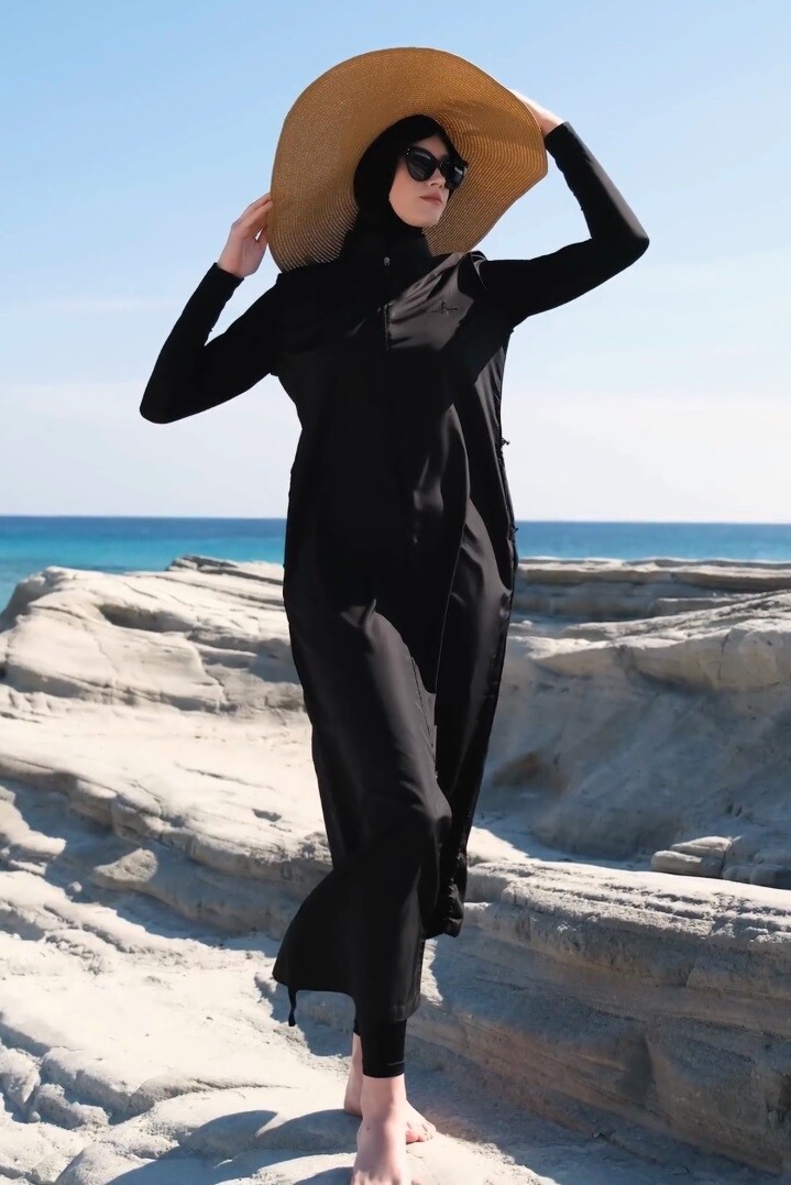 Haşema Sine Fully Covered Hijab Swimsuit H-6021-23 Black - 3