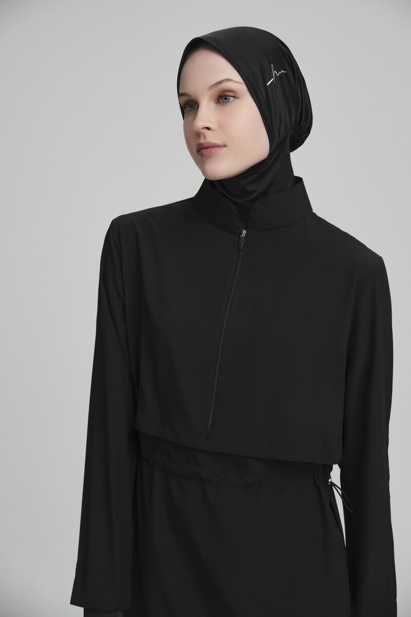 Haşema Esila Black Gilet Fully Covered Hijab Swimsuit - 7