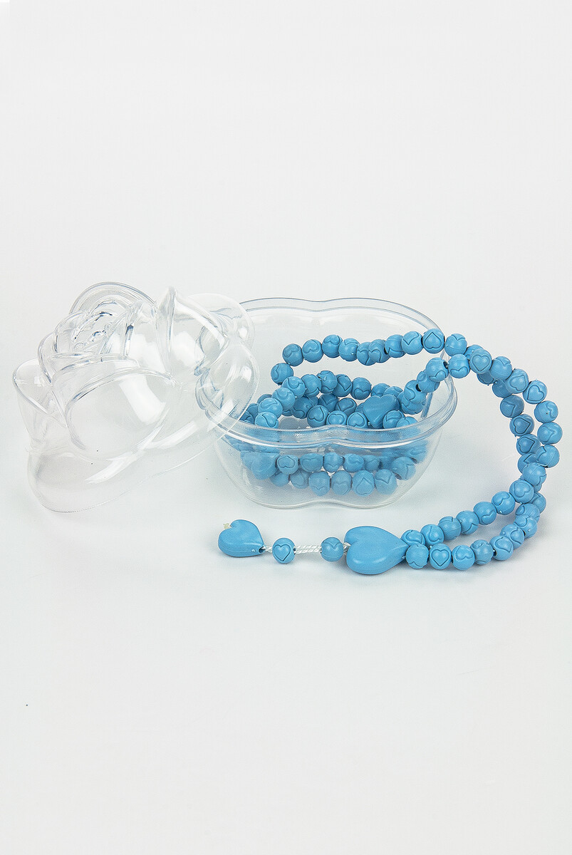 Heart Pattern Rose Scented Rosary with Rose Box - Blue - 2