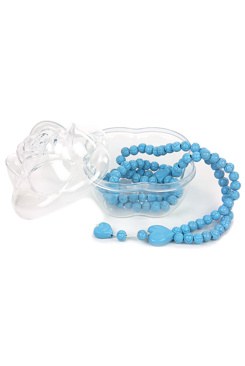 Heart Pattern Rose Scented Rosary with Rose Box - Blue - 1