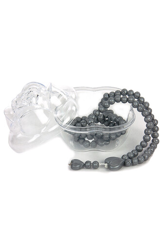 Heart Pattern Rose Scented Rosary with Rose Box - Gray - 1