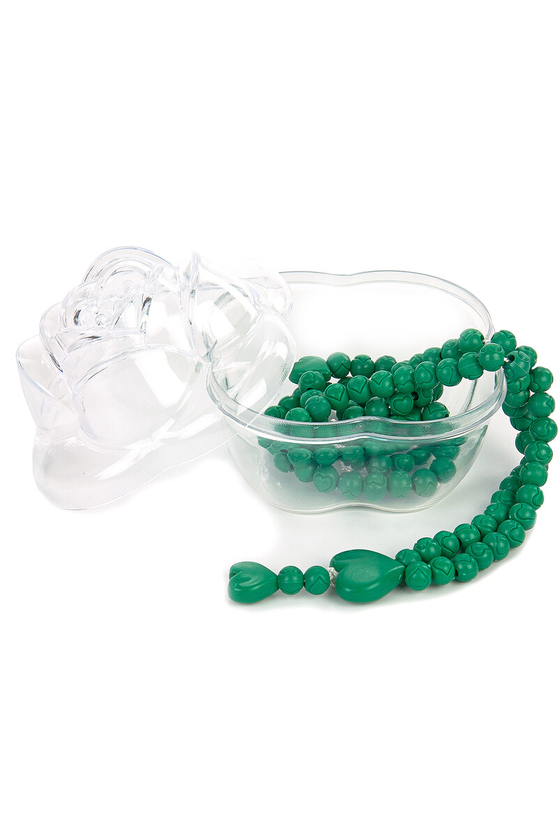 Heart Pattern Rose Scented Rosary with Rose Box - Green - 1