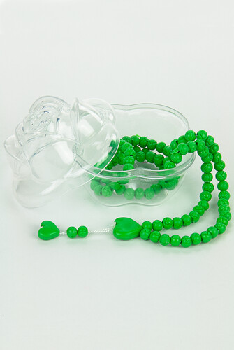 Heart Pattern Rose Scented Rosary with Rose Box - Light Green - 2