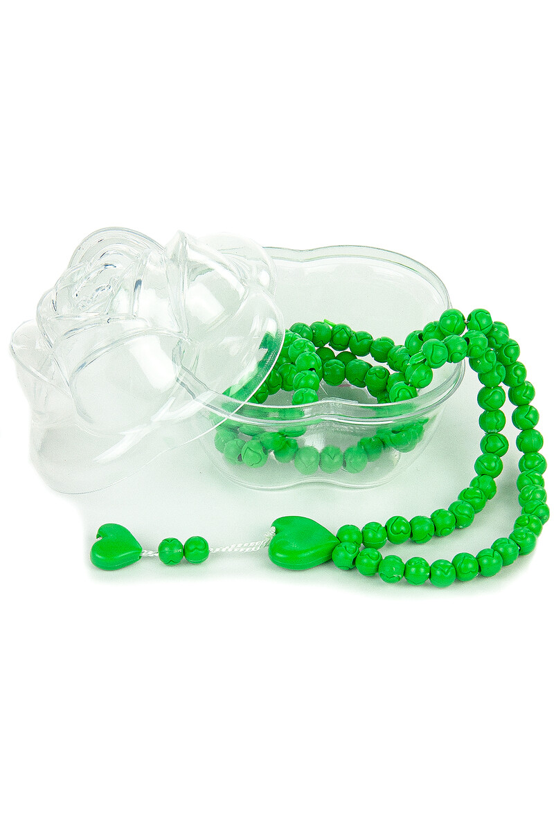 Heart Pattern Rose Scented Rosary with Rose Box - Light Green - 1