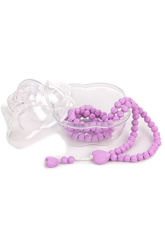 Heart Pattern Rose Scented Rosary with Rose Box - Lilac - 1