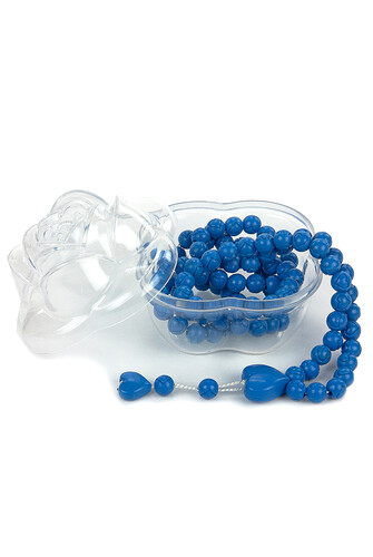 Heart Pattern Rose Scented Rosary with Rose Box - Navy Blue - 1