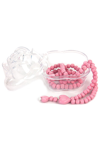 Heart Patterned Rose Scented Rosary in Rose Box - Pink - 1