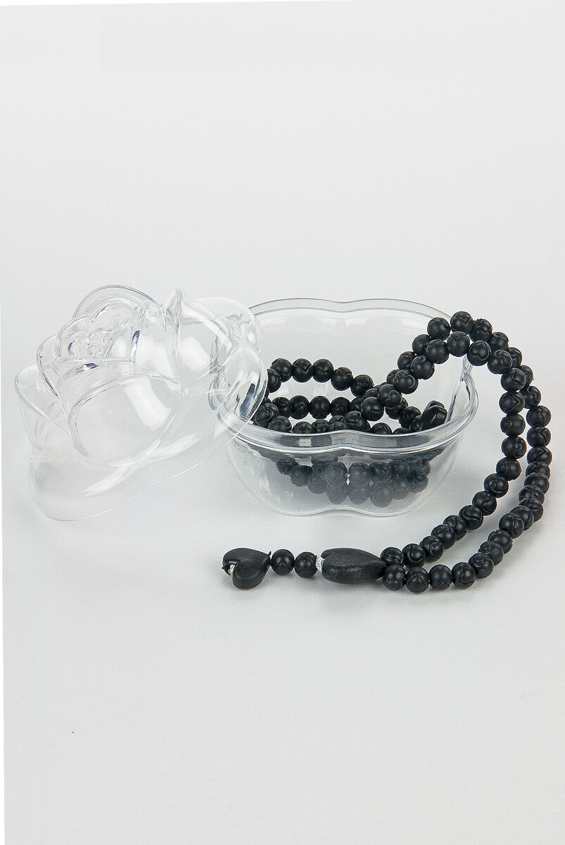 Heart Patterned Rose Scented Rosary with Rose Box - Black - 2