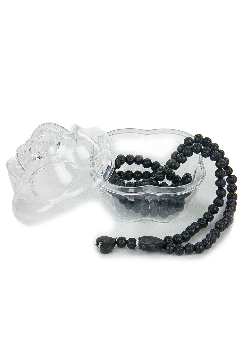 Heart Patterned Rose Scented Rosary with Rose Box - Black - 1