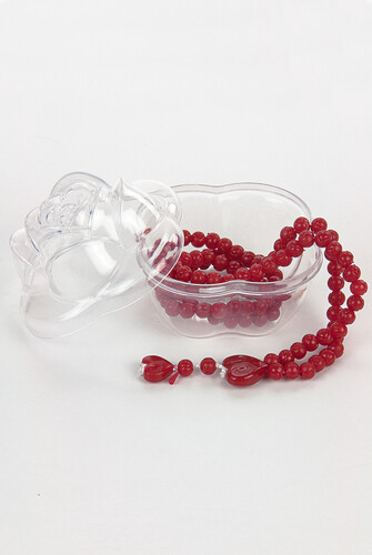 Heart Patterned Rose Scented Rosary with Rose Box - Red - 2