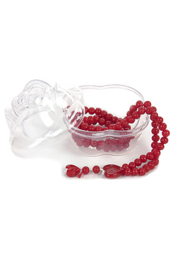 Heart Patterned Rose Scented Rosary with Rose Box - Red - 1