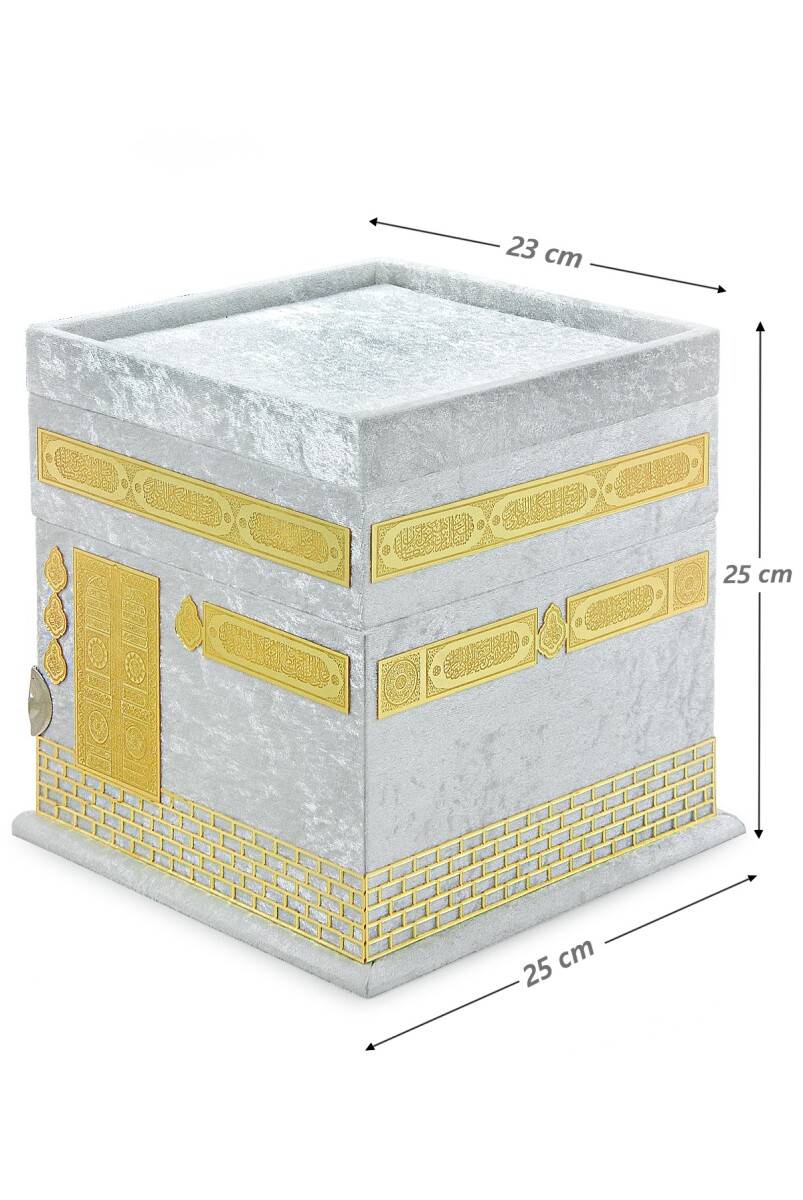 Hediyelik Kuran-ı Kerim, Eşarp, Tesbih ve Seccade Kabe Maketi Seti Beyaz - 7