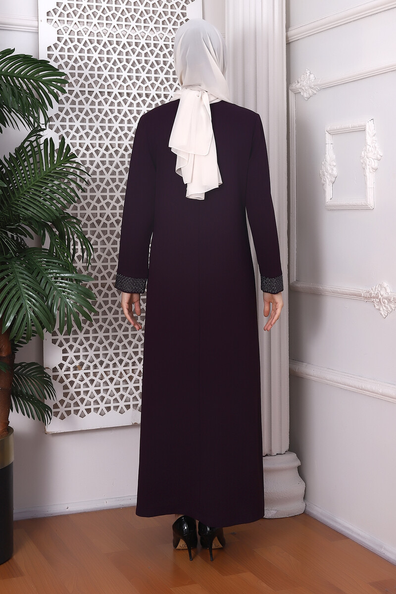 Herringbone Stone Plum Abaya 9378-22 - 6