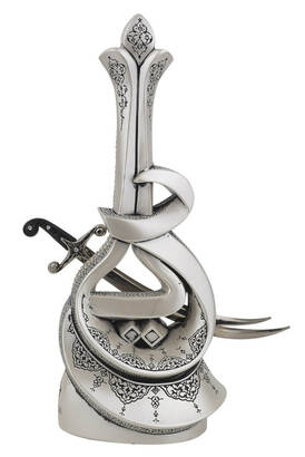 Hz. Ali Written Zülfikar Sword Crystal Stone Religious Gift Trinket Silver - 2