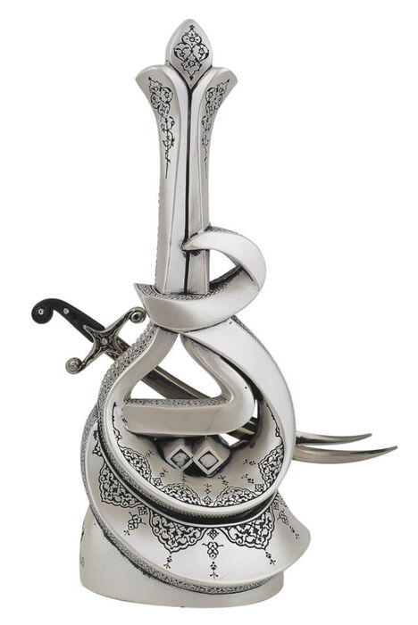 Hz. Ali Written Zülfikar Sword Crystal Stone Religious Gift Trinket Silver - 2