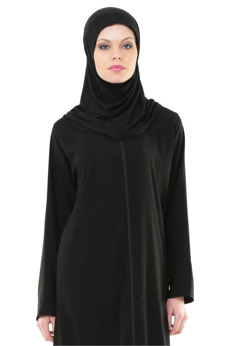 Ikhwan 5008-1 Black Practical Self Covered Prayer Dress - 3