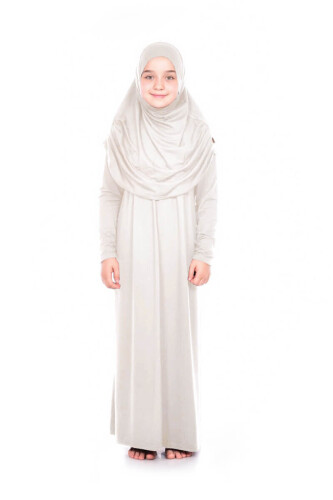 İhvan Child Practical Prayer Dress 8-12 Age Cream - 3