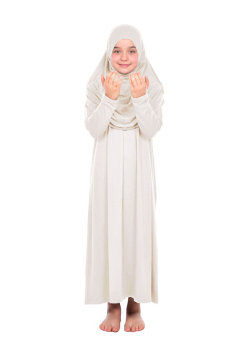 İhvan Child Practical Prayer Dress 8-12 Age Cream - 1