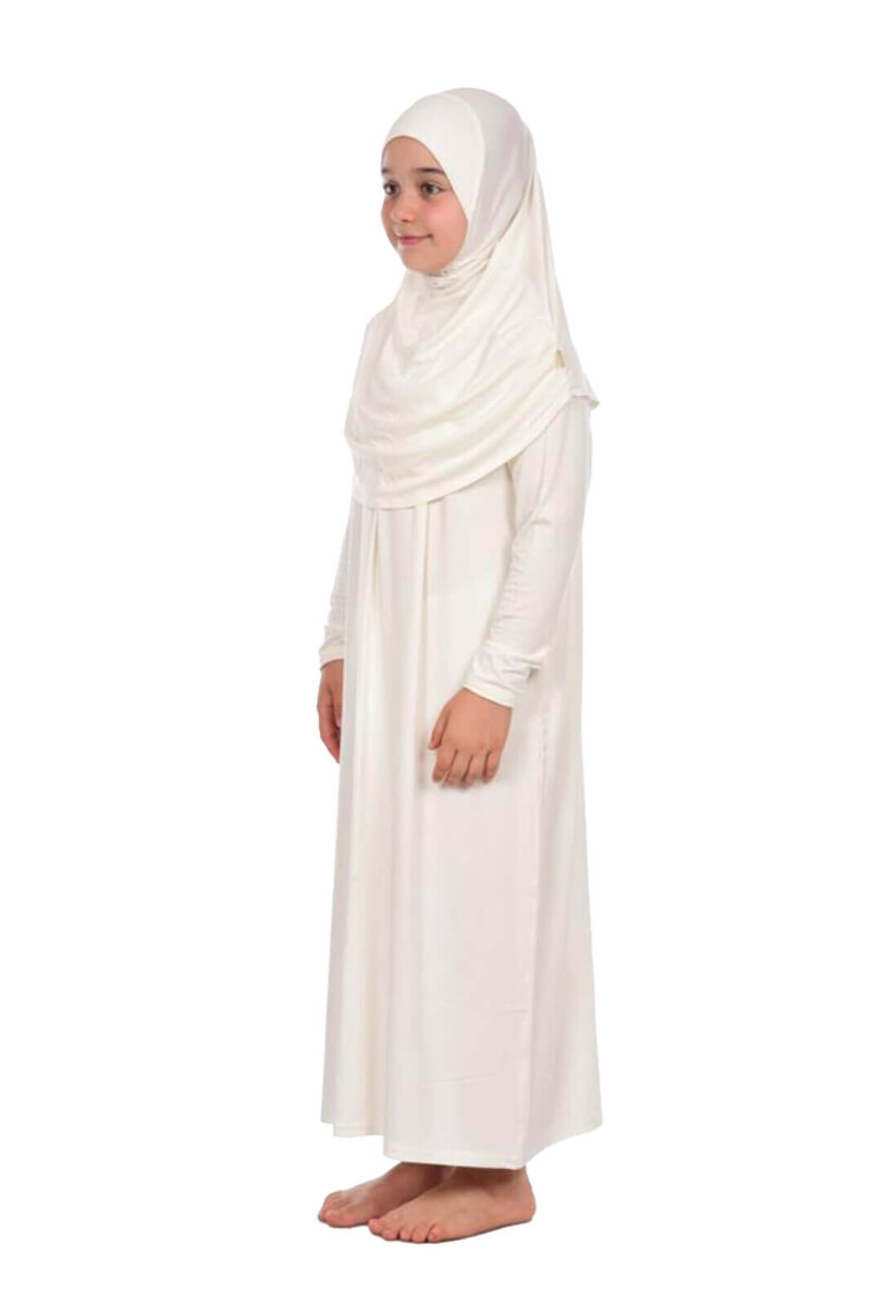 İhvan Child Practical Prayer Dress 8-12 Age Cream - 2