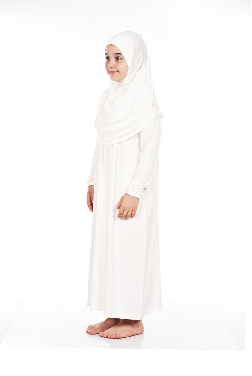 İhvan Child Practical Prayer Dress 8-12 Ages White - 1