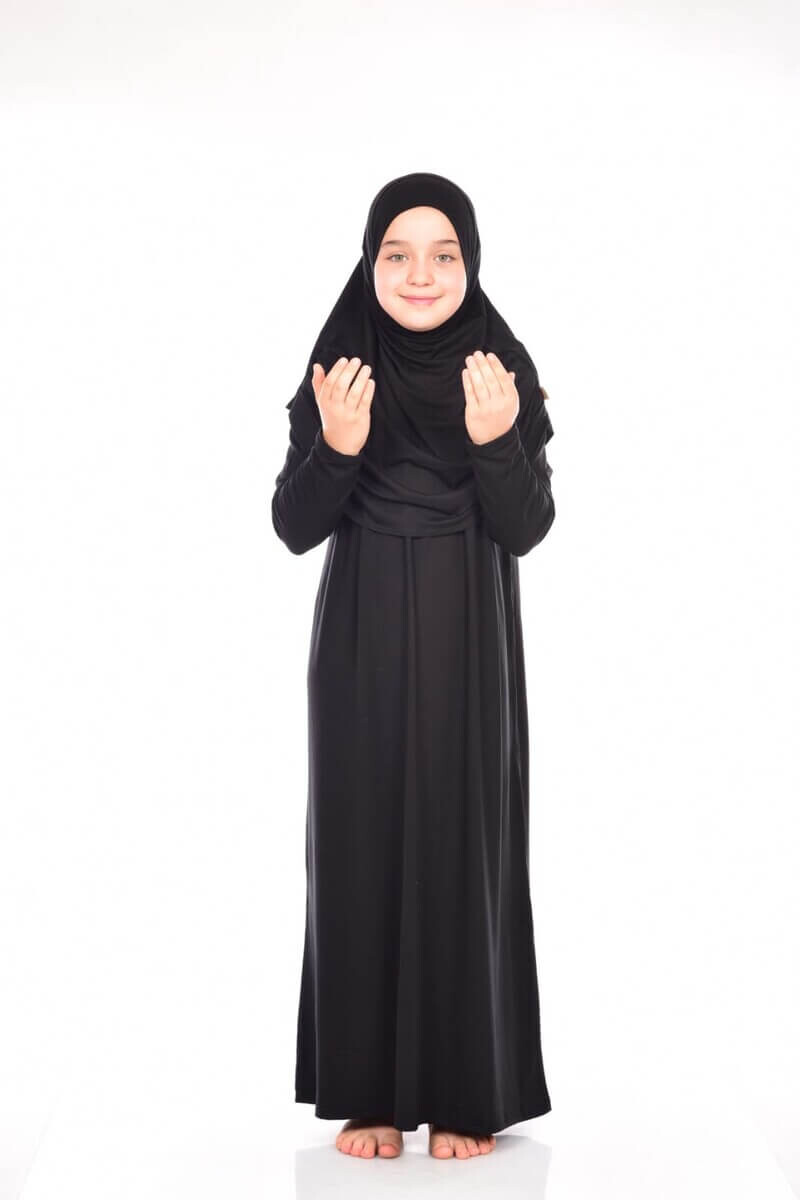 İhvan Children's Practical Prayer Dress 8-12 Years Old Black - 1