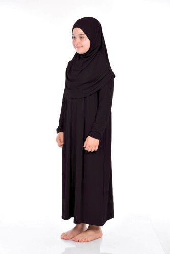 İhvan Children's Practical Prayer Dress 8-12 Years Old Black - 3