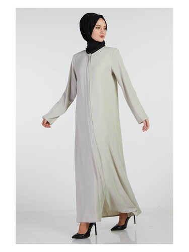 İhvan Elit Fabric Gray Aveze Abaya - 4