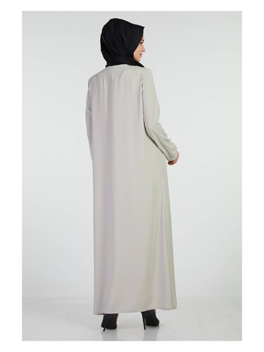 İhvan Elit Fabric Gray Aveze Abaya - 6